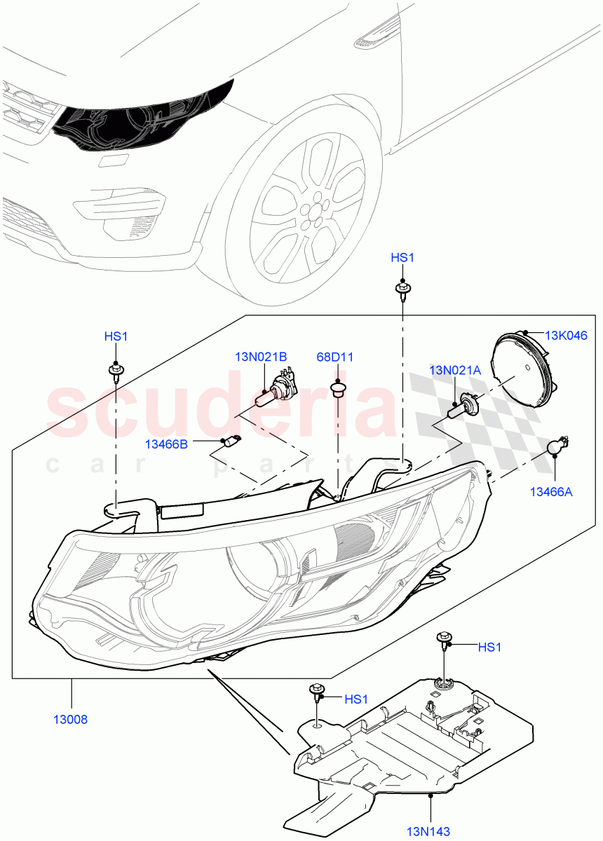 Headlamps And Front Flasher Lamps (Halewood (UK), With Halogen Headlamp) of Land Rover Land Rover Discovery Sport (2015+) [2.0 Turbo Petrol GTDI]