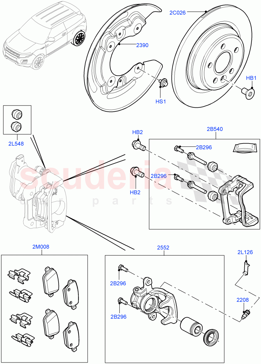Rear Brake Discs And Calipers (Changsu (China)) ((V) FROMEG000001, (V) TOGG134737) of Land Rover Land Rover Range Rover Evoque (2012-2018) [2.0 Turbo Diesel]