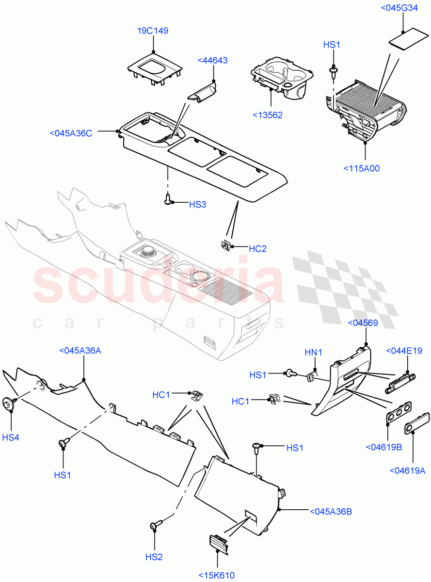 Console - Floor(External Components)(Itatiaia (Brazil),Low Line Cubby Box)((V)FROMGT000001,(V)TOKT999999) of Land Rover Land Rover Discovery Sport (2015+) [1.5 I3 Turbo Petrol AJ20P3]