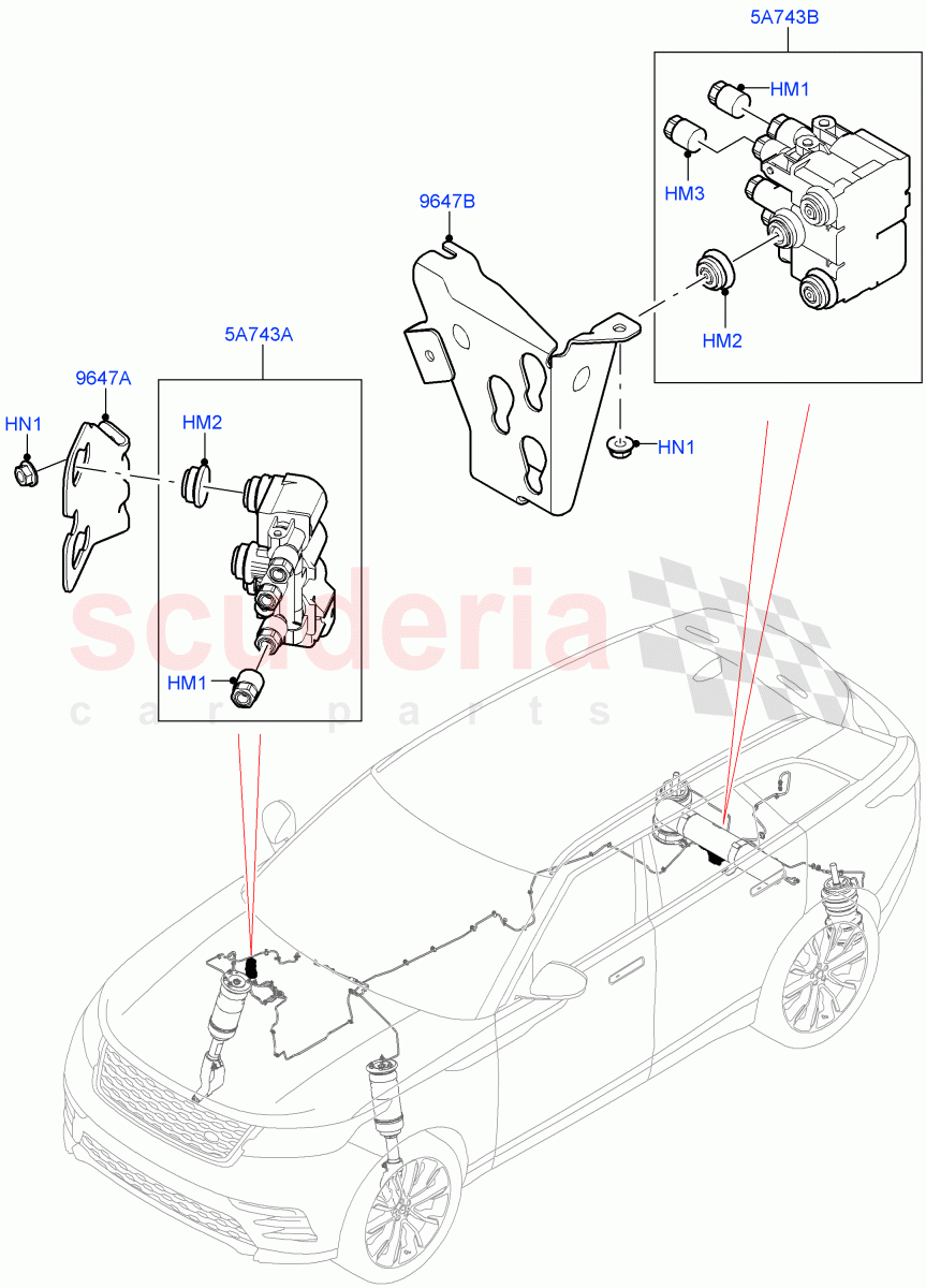 Air Suspension Compressor And Lines (Air Suspension Lines) (With Four Corner Air Suspension) ((V) FROMMA000001) of Land Rover Land Rover Range Rover Velar (2017+) [3.0 I6 Turbo Diesel AJ20D6]
