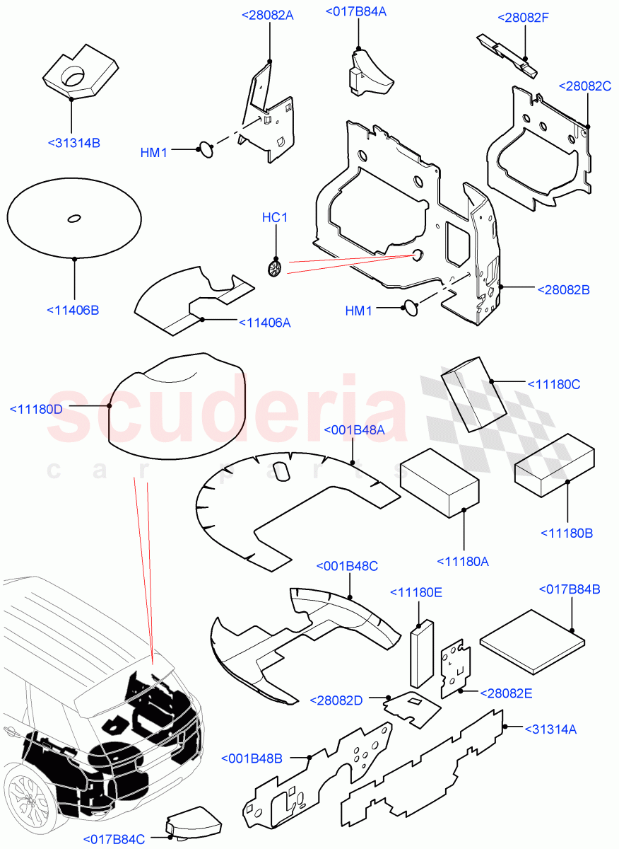 Insulators - Rear(Luggage Compartment) of Land Rover Land Rover Range Rover Sport (2014+) [2.0 Turbo Petrol AJ200P]