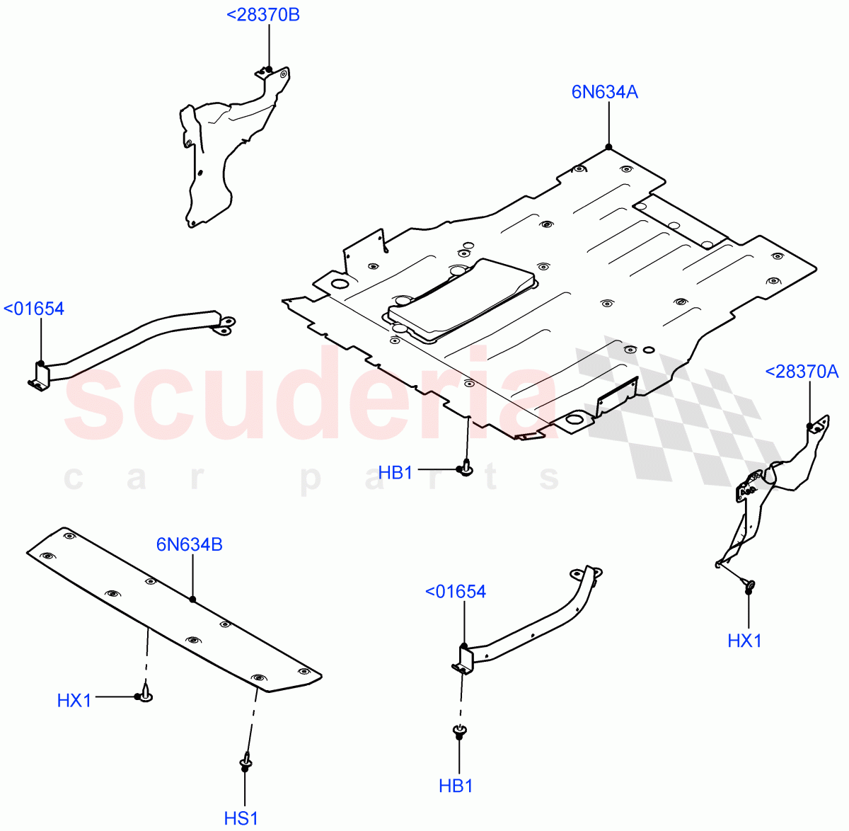 Splash And Heat Shields (Front Section) (Itatiaia (Brazil)) of Land Rover Land Rover Range Rover Evoque (2019+) [2.0 Turbo Diesel AJ21D4]