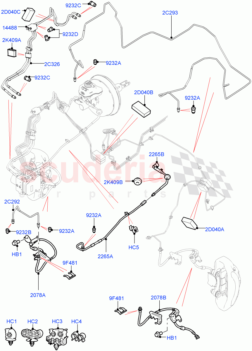 Front Brake Pipes(2.0L AJ200P Hi PHEV,RHD)((V)FROMJA000001) of Land Rover Land Rover Range Rover Sport (2014+) [3.0 I6 Turbo Diesel AJ20D6]