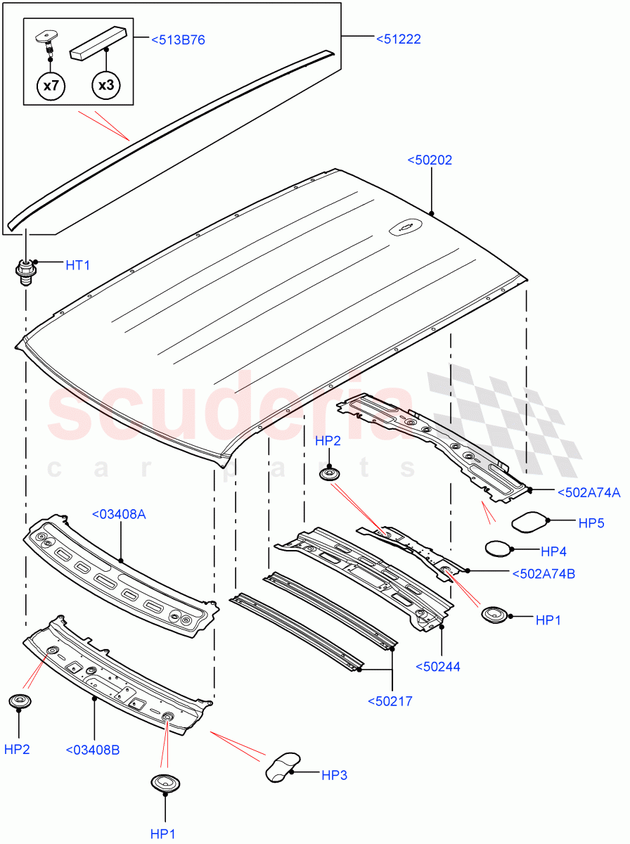 Roof - Sheet Metal(Less Panorama Roof) of Land Rover Land Rover Range Rover Sport (2014+) [3.0 Diesel 24V DOHC TC]