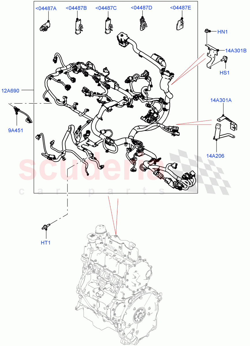 Electrical Wiring - Engine And Dash (Engine) (2.0L I4 DSL HIGH DOHC AJ200, Halewood (UK), 2.0L I4 DSL MID DOHC AJ200) ((V) FROMJH000001) of Land Rover Land Rover Discovery Sport (2015+) [1.5 I3 Turbo Petrol AJ20P3]