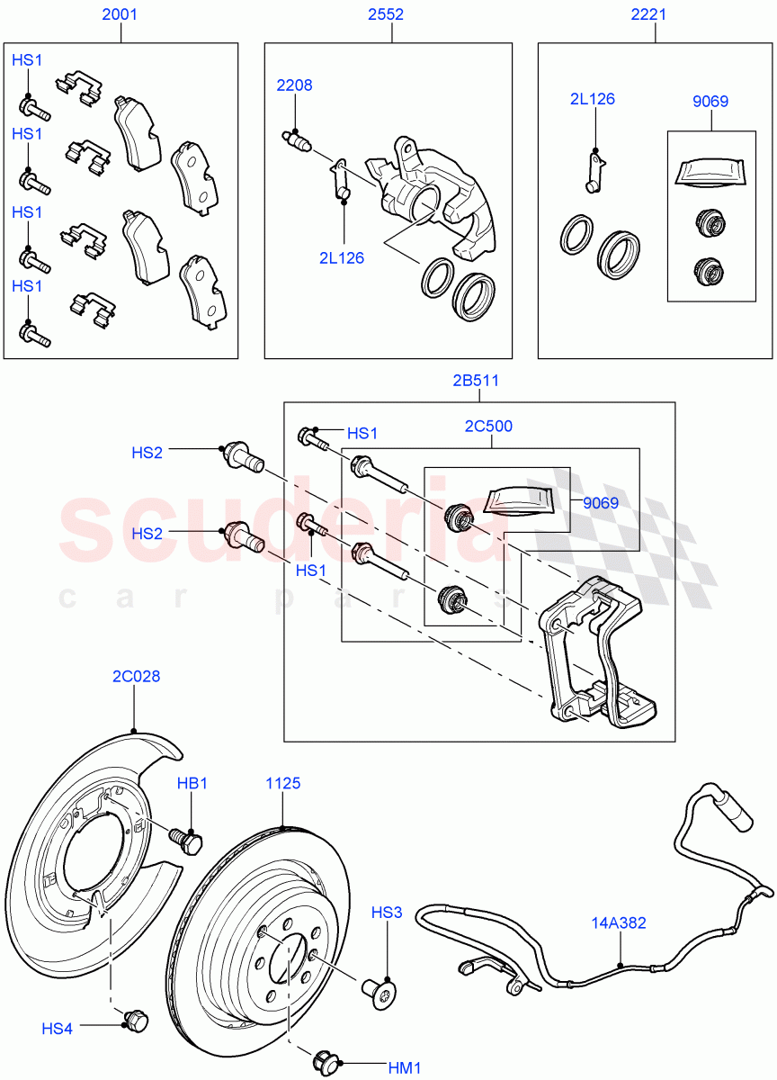 Rear Brake Discs And Calipers(3.6L V8 32V DOHC EFi Diesel Lion,5.0L OHC SGDI NA V8 Petrol - AJ133)((V)FROMAA000001,(V)TOBA333985) of Land Rover Land Rover Range Rover (2010-2012) [4.4 DOHC Diesel V8 DITC]