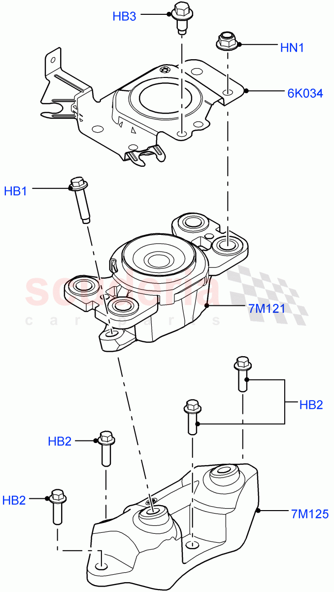 Transmission Mounting (2.0L I4 DSL MID DOHC AJ200, 9 Speed Auto AWD, Halewood (UK), 2.0L I4 DSL HIGH DOHC AJ200) ((V) FROMGH000001) of Land Rover Land Rover Range Rover Evoque (2012-2018) [2.2 Single Turbo Diesel]