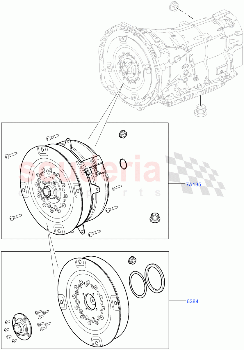 Hybrid Drive Modules (Hybrid Drive) (3.0 V6 D Gen2 Twin Turbo, 8 Speed Auto Trans ZF 8HP70 HEV 4WD, 3.0 V6 Diesel Electric Hybrid Eng, 3.0 V6 D Gen2 Mono Turbo) ((V) FROMFA000001) of Land Rover Land Rover Range Rover (2012-2021) [2.0 Turbo Petrol AJ200P]
