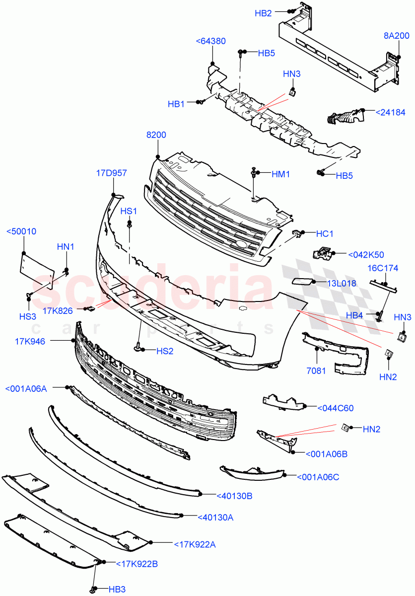 Radiator Grille And Front Bumper(Less SV Model Spec) of Land Rover Land Rover Range Rover (2022+) [3.0 I6 Turbo Petrol AJ20P6]