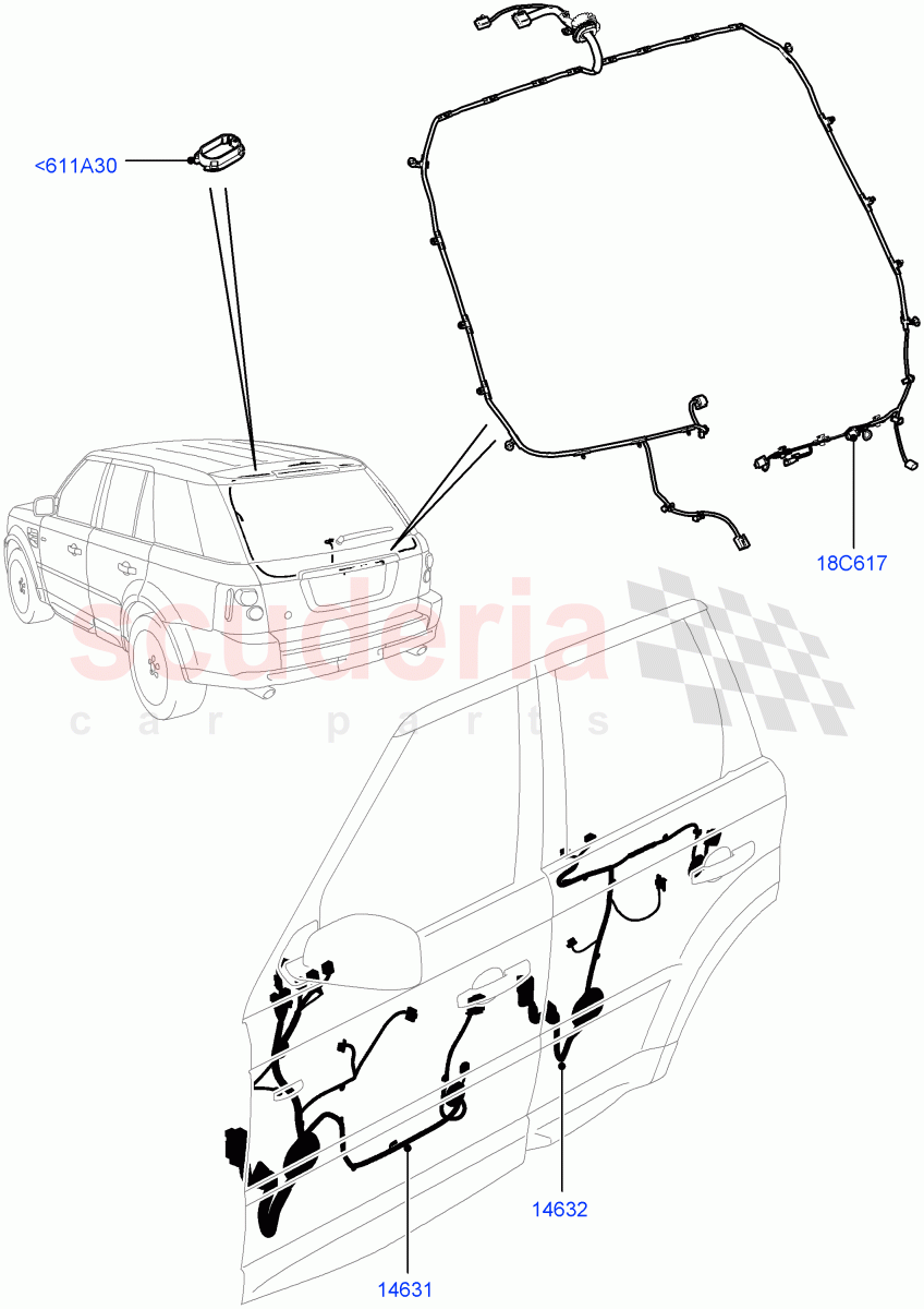 Electrical Wiring - Body And Rear (Front And Rear Doors) ((V) FROMCA000001) of Land Rover Land Rover Range Rover Sport (2010-2013) [3.0 Diesel 24V DOHC TC]