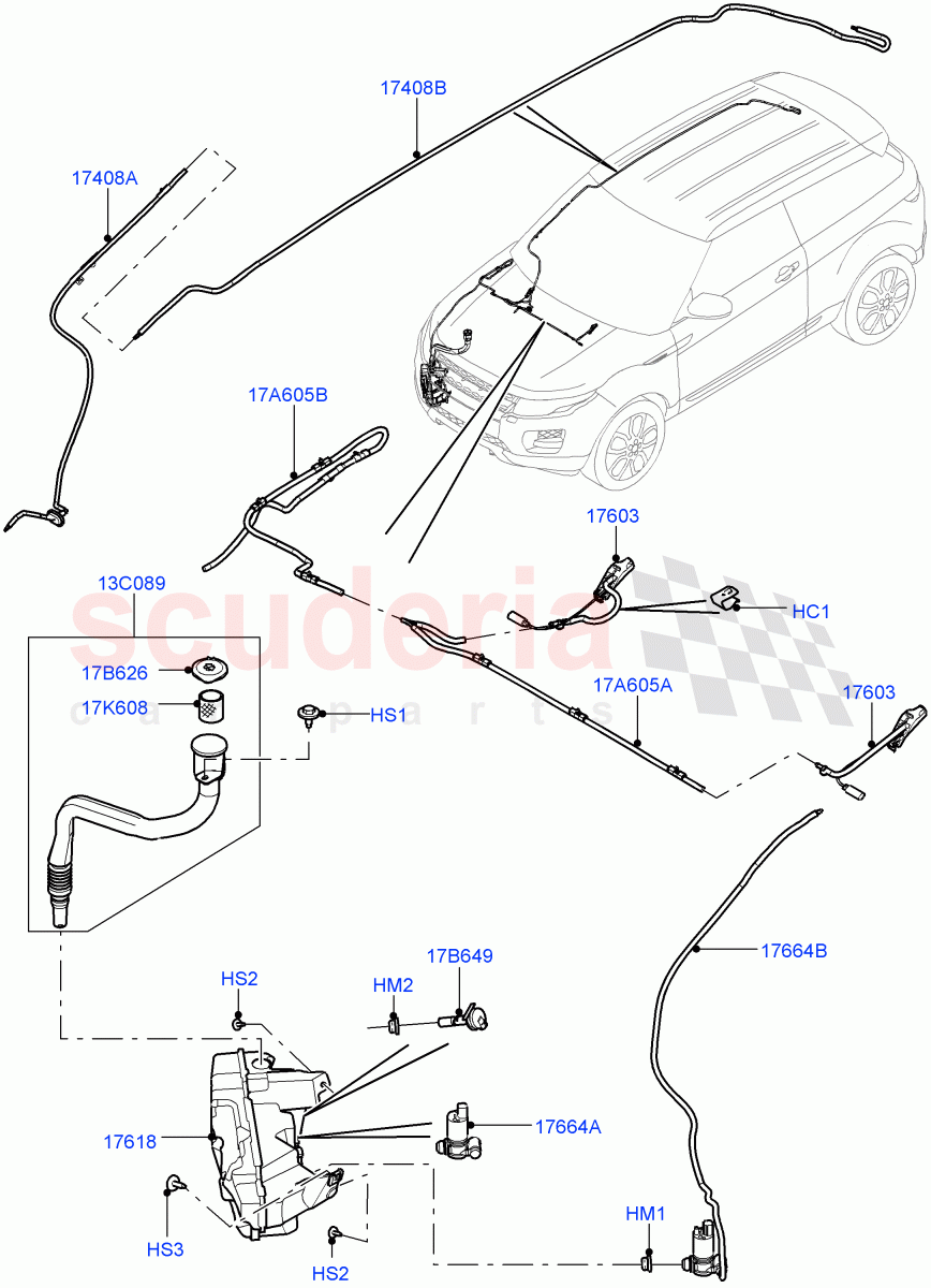 Windscreen Washer(Itatiaia (Brazil))((V)FROMGT000001) of Land Rover Land Rover Range Rover Evoque (2012-2018) [2.0 Turbo Petrol GTDI]