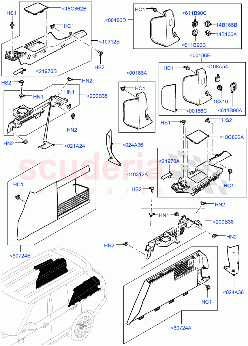 Side Trim (Luggage Compartment) (With 60/40 Manual Fold Thru Rr Seat) of Land Rover Land Rover Range Rover (2012-2021) [5.0 OHC SGDI NA V8 Petrol]