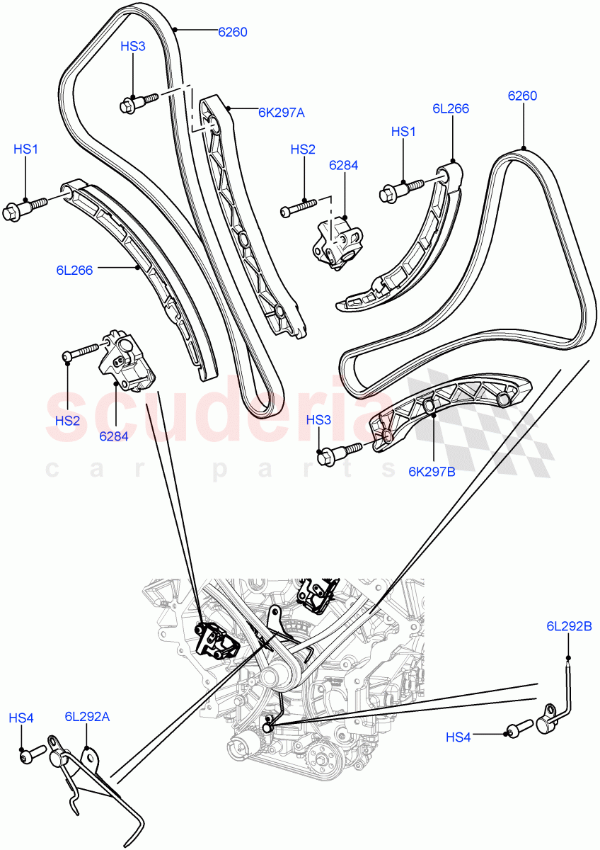 Timing Gear (Timing Chains, Tensioners) (5.0L OHC SGDI NA V8 Petrol - AJ133) ((V) FROMAA000001) of Land Rover Land Rover Range Rover (2010-2012) [5.0 OHC SGDI NA V8 Petrol]