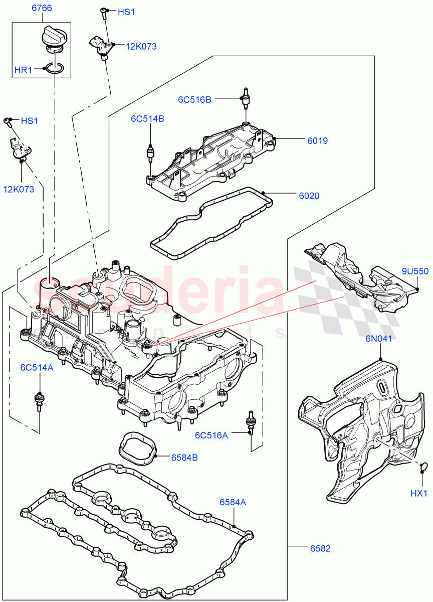 Cylinder Head Cover (1.5L AJ20P3 Petrol High PHEV, Halewood (UK), 1.5L AJ20P3 Petrol High) ((V) FROMLH000001) of Land Rover Land Rover Discovery Sport (2015+) [1.5 I3 Turbo Petrol AJ20P3]