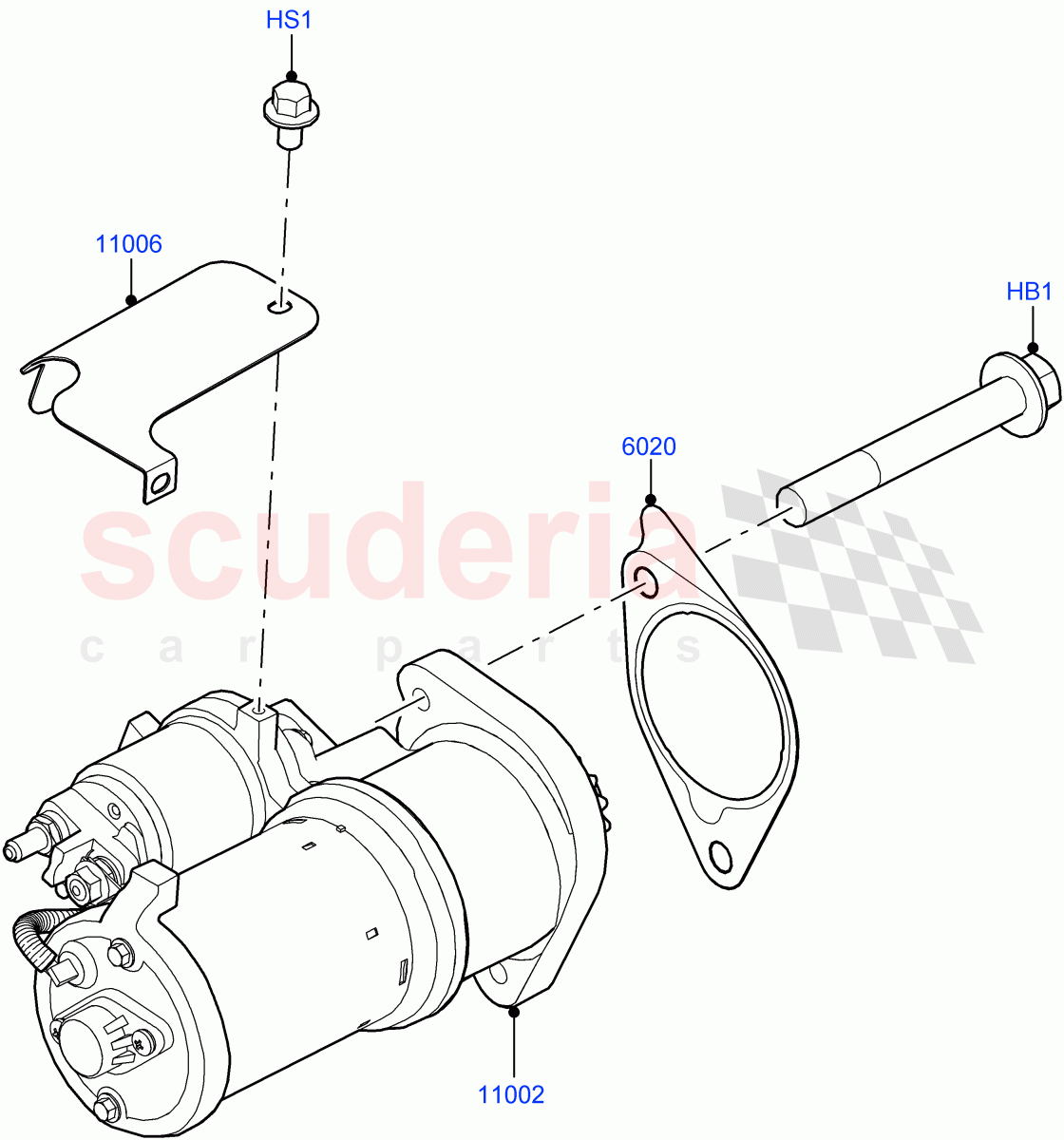Starter Motor (3.0L AJ20P6 Petrol High) ((V) FROMKA000001) of Land Rover Land Rover Range Rover (2012-2021) [3.0 I6 Turbo Petrol AJ20P6]