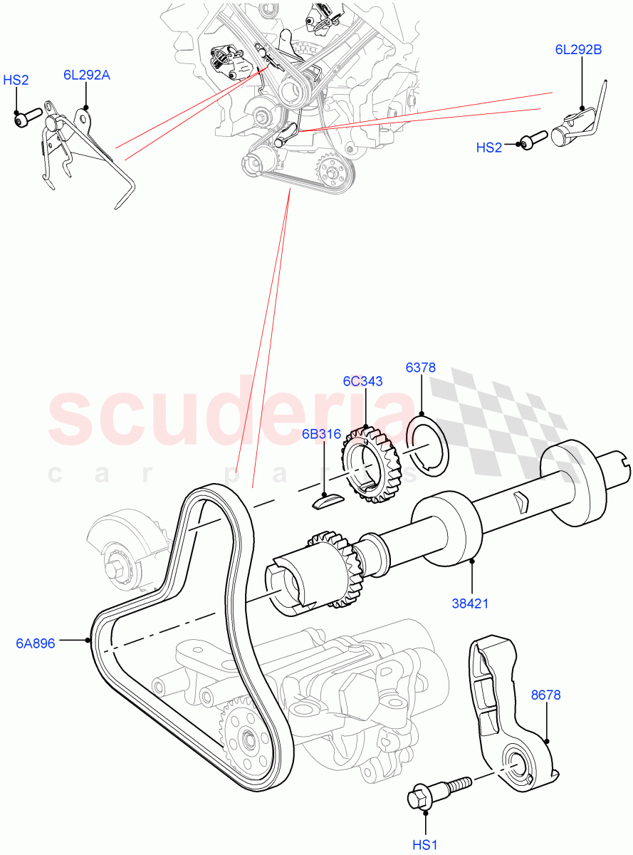 Timing Gear (Auxiliary Drive, Nitra Plant Build) (3.0L DOHC GDI SC V6 PETROL) ((V) FROMK2000001) of Land Rover Land Rover Discovery 5 (2017+) [3.0 DOHC GDI SC V6 Petrol]