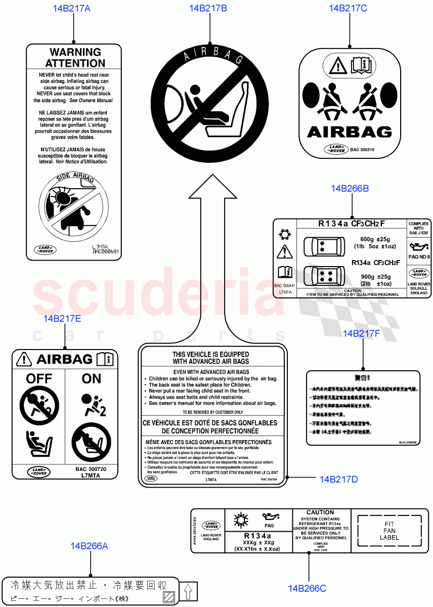 Labels (For Air Bag / Air Conditioning) ((V) FROMAA000001) of Land Rover Land Rover Range Rover Sport (2010-2013) [3.0 Diesel 24V DOHC TC]