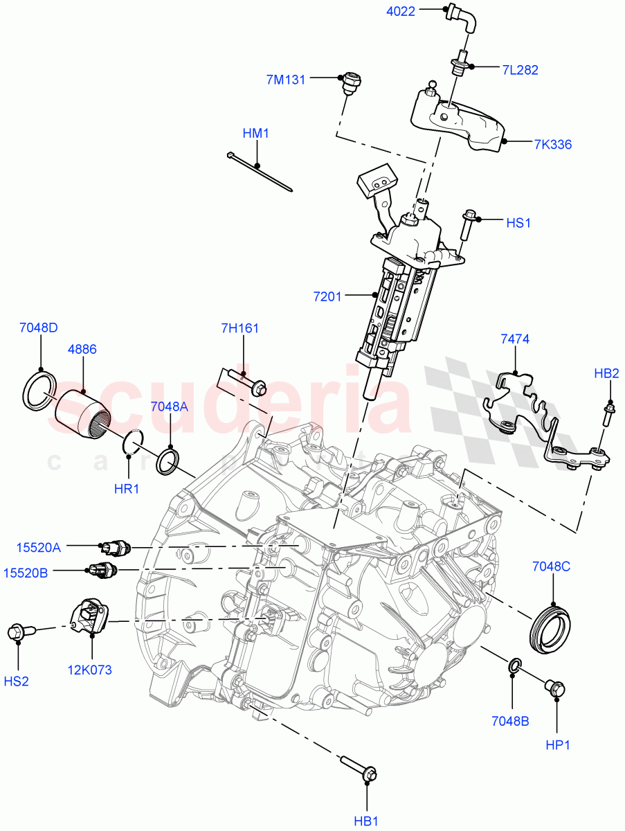 Manual Transmission External Cmpnts (2.0L I4 DSL MID DOHC AJ200, 6 Speed Manual Trans M66 - AWD, 6 Speed Manual Trans-JLR M66 2WD) ((V) FROMGH000001) of Land Rover Land Rover Range Rover Evoque (2012-2018) [2.0 Turbo Diesel]