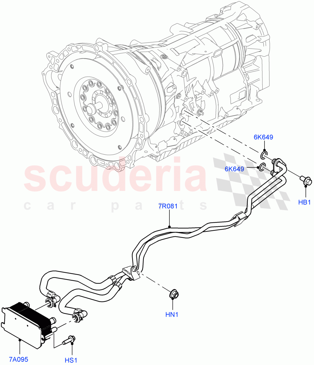 Transmission Cooling Systems (Nitra Plant Build) (2.0L I4 High DOHC AJ200 Petrol, 8 Speed Auto Trans ZF 8HP45) ((V) FROMK2000001) of Land Rover Land Rover Defender (2020+) [2.0 Turbo Diesel]