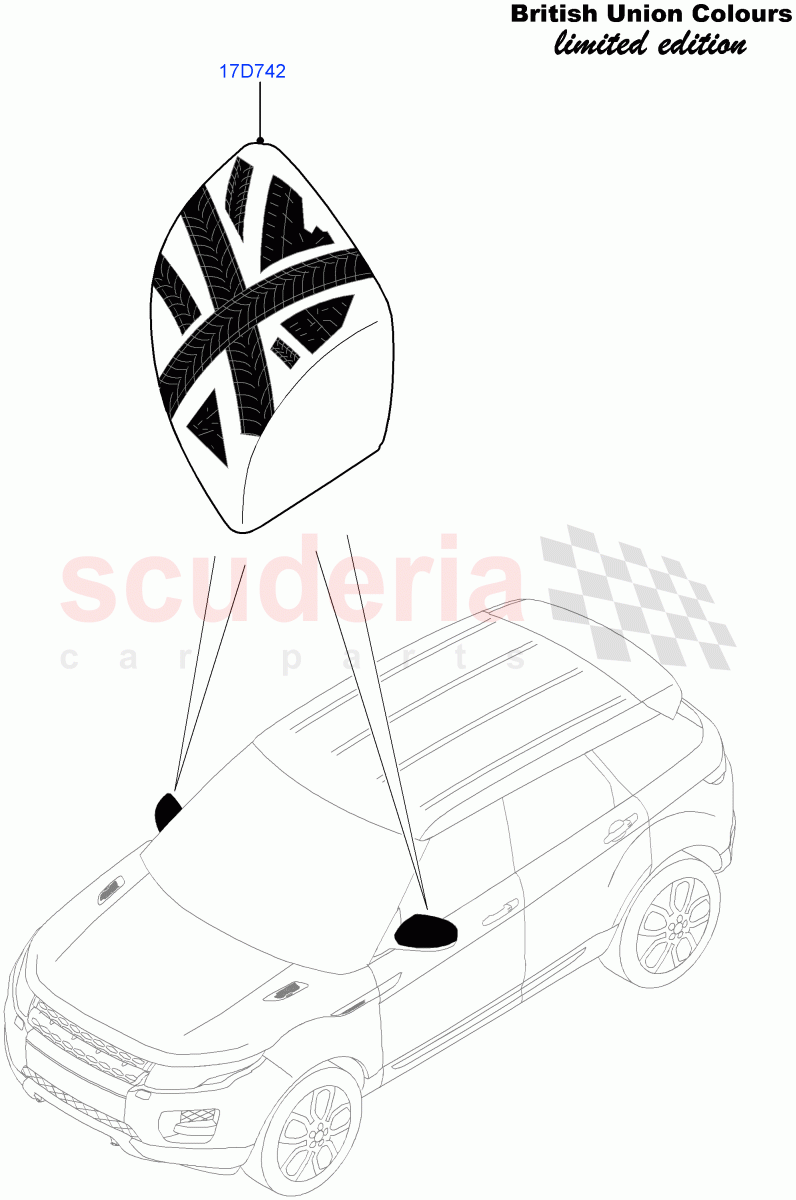 Exterior Rear View Mirror (Union Colours LE, Union Mono Colours LE) (Halewood (UK)) ((V) FROMFH000001) of Land Rover Land Rover Range Rover Evoque (2012-2018) [2.0 Turbo Petrol GTDI]