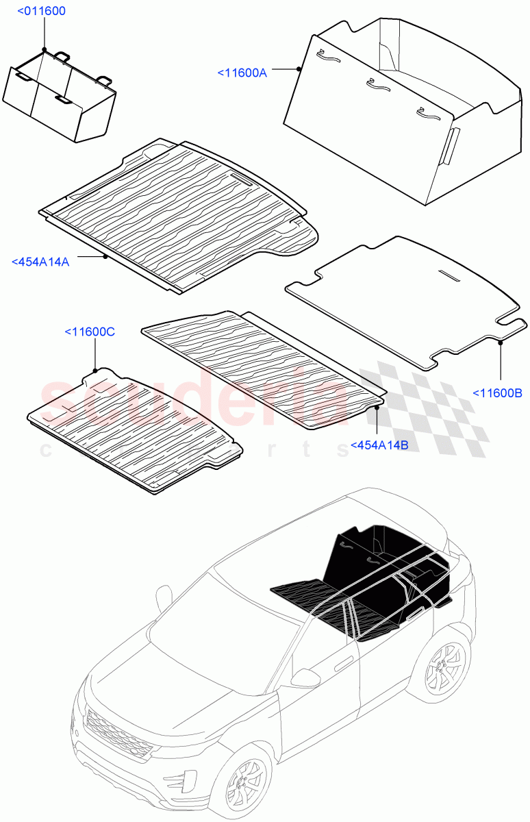 Loadspace Protection Mats(Halewood (UK)) of Land Rover Land Rover Range Rover Evoque (2019+) [2.0 Turbo Diesel AJ21D4]