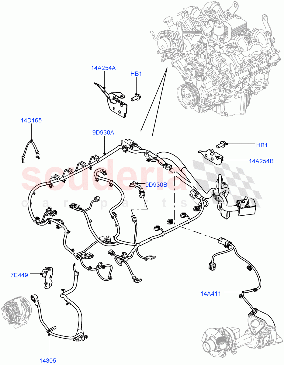 Electrical Wiring - Engine And Dash(4.4L DOHC DITC V8 Diesel) of Land Rover Land Rover Range Rover Sport (2014+) [5.0 OHC SGDI SC V8 Petrol]