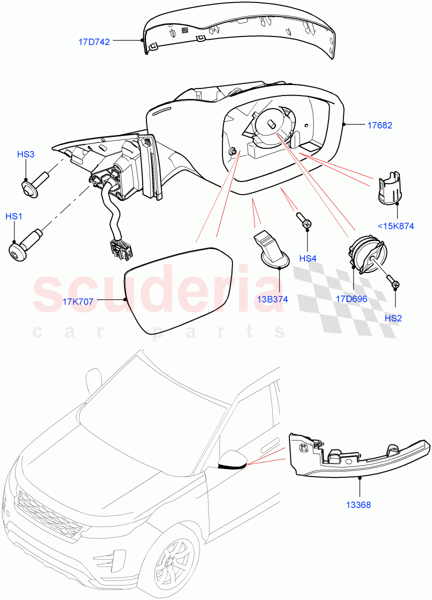 Exterior Rear View Mirror (Halewood (UK)) of Land Rover Land Rover Range Rover Evoque (2019+) [2.0 Turbo Petrol AJ200P]