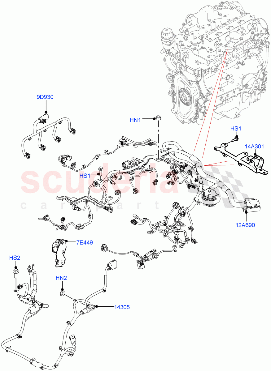 Electrical Wiring - Engine And Dash(2.0L AJ200P Hi PHEV)((V)FROMJA000001) of Land Rover Land Rover Range Rover Sport (2014+) [3.0 DOHC GDI SC V6 Petrol]