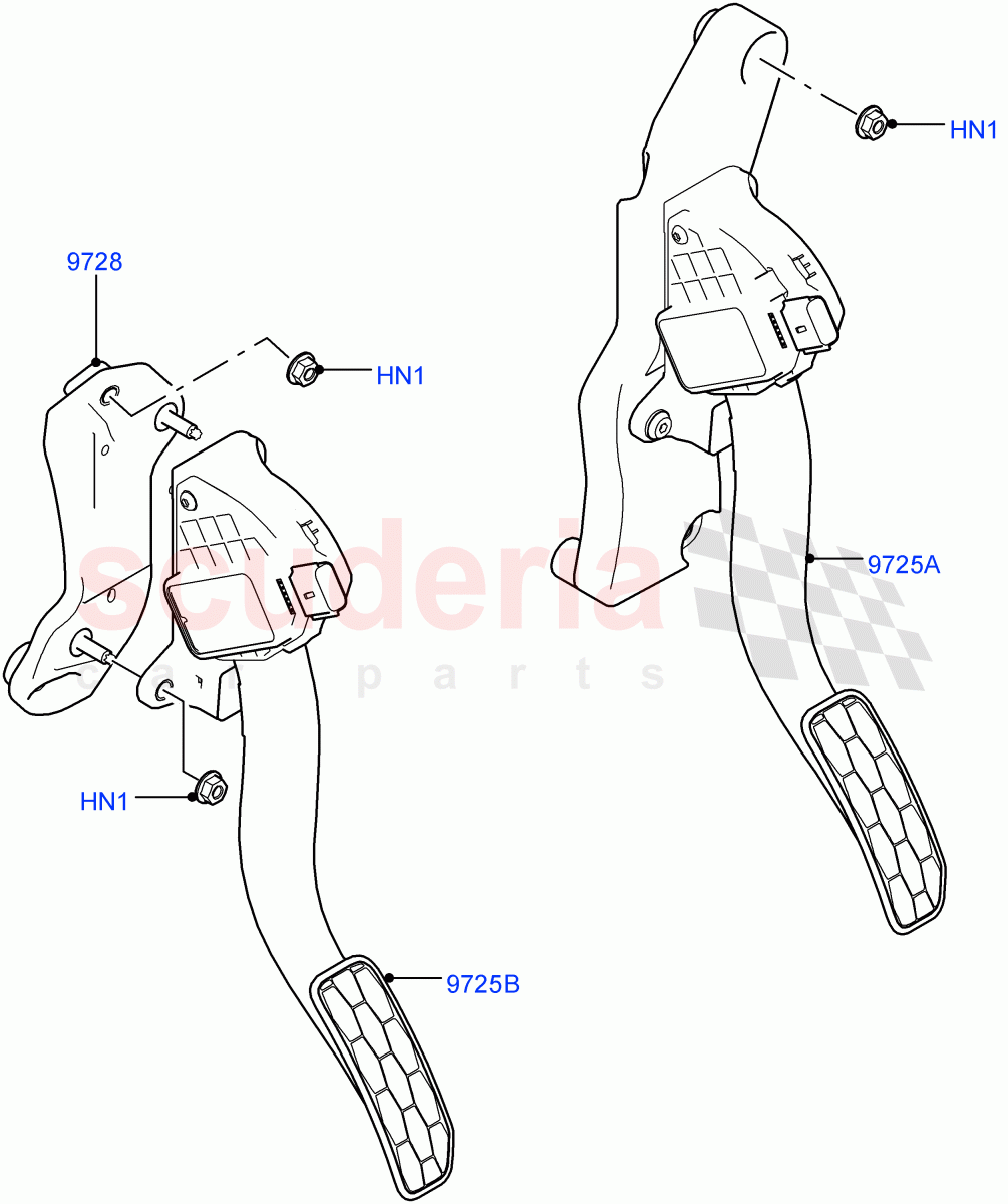 Accelerator/Injection Pump Controls(2.0L I4 Mid DOHC AJ200 Petrol,2.0L I4 High DOHC AJ200 Petrol,2.0L AJ200P Hi PHEV) of Land Rover Land Rover Range Rover Velar (2017+) [2.0 Turbo Petrol AJ200P]