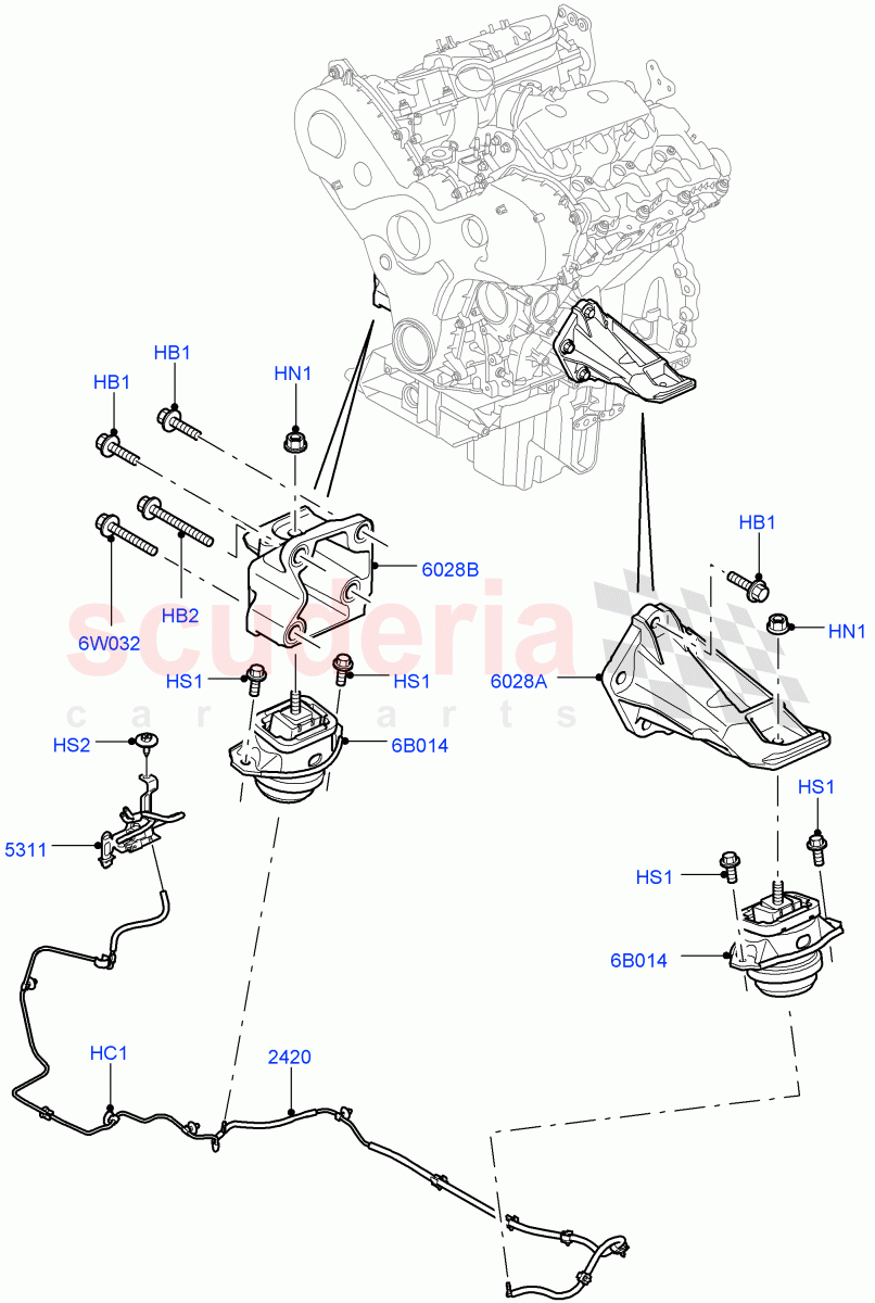 Engine Mounting(3.0 V6 Diesel)((V)FROMAA000001) of Land Rover Land Rover Discovery 4 (2010-2016) [5.0 OHC SGDI NA V8 Petrol]