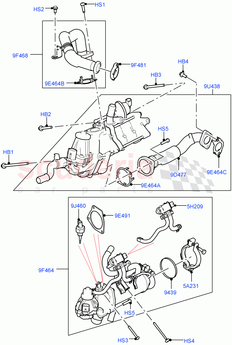 Exhaust Gas Recirculation(Solihull Plant Build)(3.0 V6 D Gen2 Twin Turbo)((V)FROMFA000001) of Land Rover Land Rover Discovery 5 (2017+) [3.0 Diesel 24V DOHC TC]