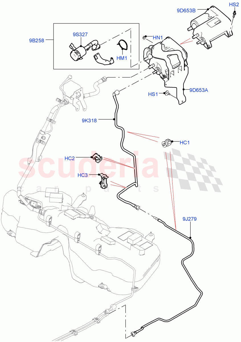 Carbon Canister (2.0L I4 Mid DOHC AJ200 Petrol, Pet Tank W/O Leak Det - Std Filter) ((V) FROMMA000001) of Land Rover Land Rover Range Rover Velar (2017+) [2.0 Turbo Petrol AJ200P]