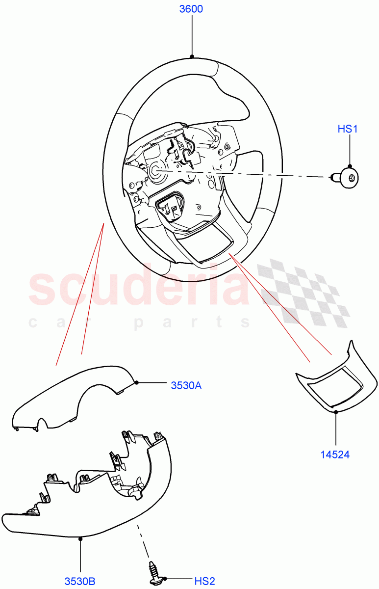 Steering Wheel((V)TOLA999999) of Land Rover Land Rover Range Rover Velar (2017+) [3.0 I6 Turbo Petrol AJ20P6]