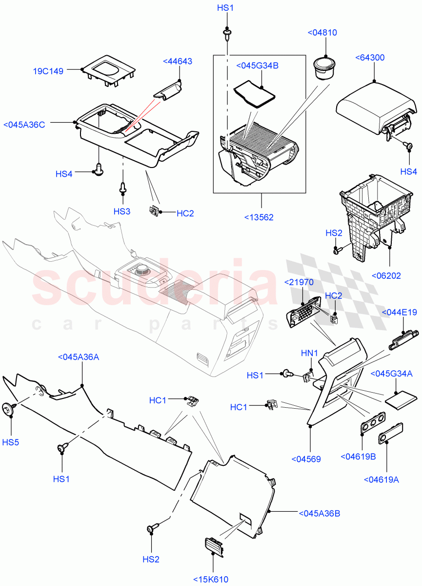 Console - Floor (External Components) (Changsu (China)) ((V) FROMFG000001, (V) TOKG446856) of Land Rover Land Rover Discovery Sport (2015+) [1.5 I3 Turbo Petrol AJ20P3]