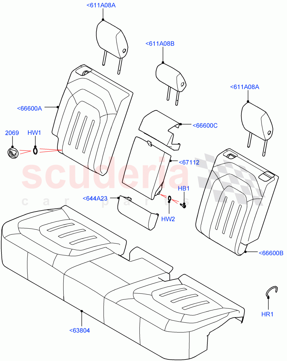 Rear Seat Covers(Short Wheelbase,Windsor Perforated/Windsor/Windsor,Rr Seat 40/20/40 Fixed Cushion) of Land Rover Land Rover Defender (2020+) [2.0 Turbo Petrol AJ200P]