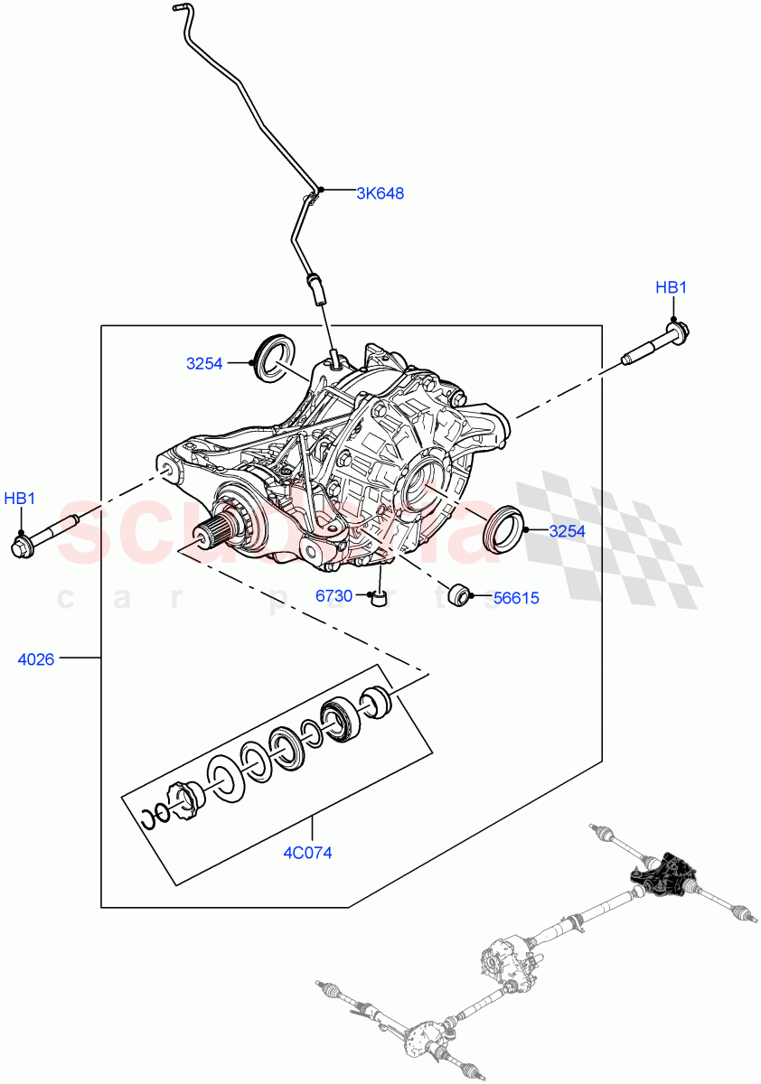 Rear Axle (Rear Axle Open Diff w/TVBB) of Land Rover Land Rover Range Rover (2022+) [3.0 I6 Turbo Petrol AJ20P6]