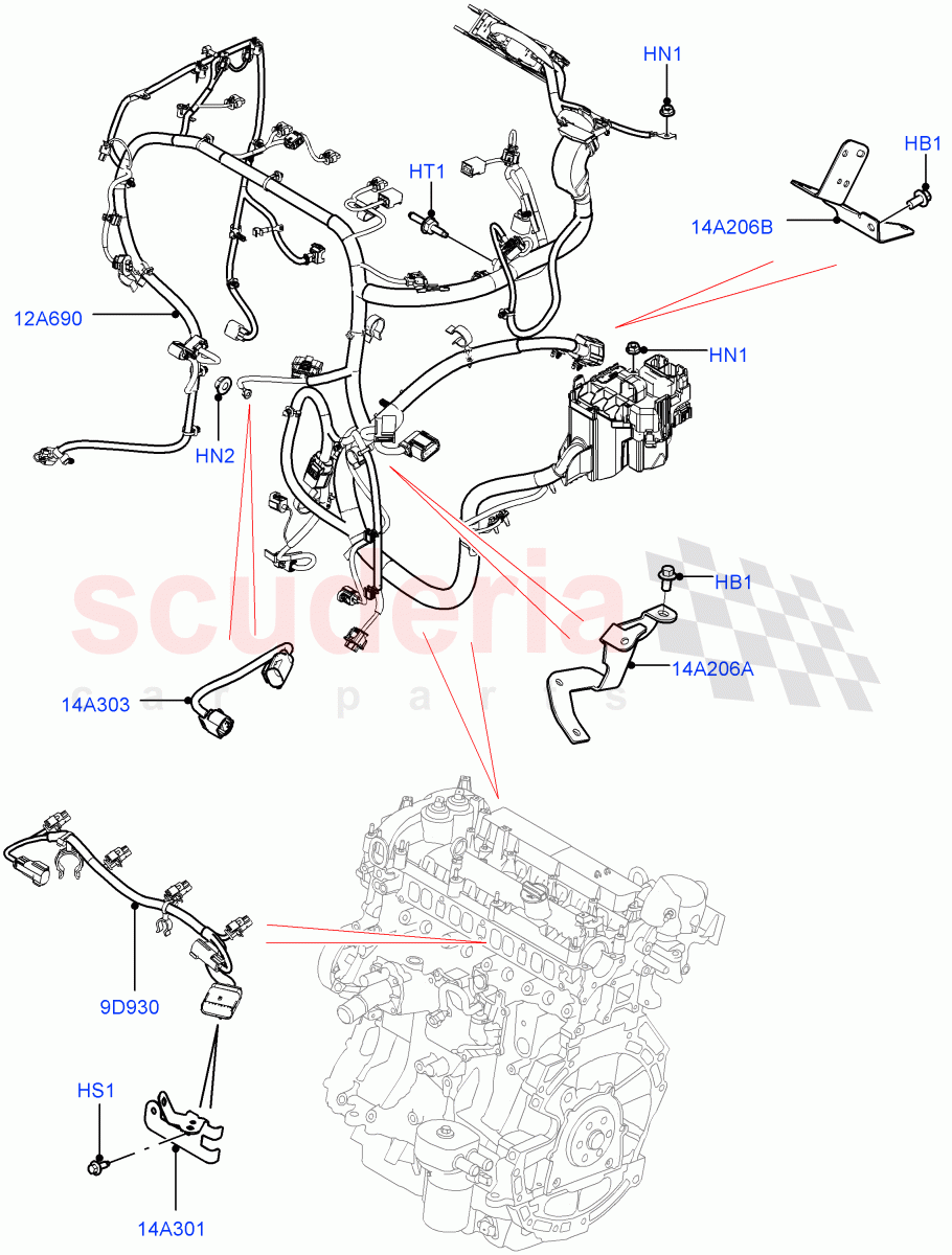 Electrical Wiring - Engine And Dash (Engine) (2.0L 16V TIVCT T/C 240PS Petrol, Changsu (China)) ((V) FROMEG000001) of Land Rover Land Rover Range Rover Evoque (2012-2018) [2.0 Turbo Petrol GTDI]