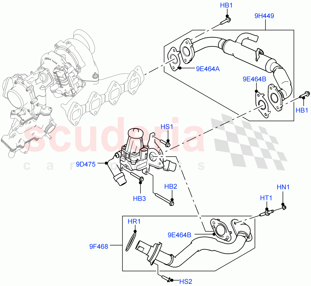 Exhaust Gas Recirculation (LH Side) (2.0L I4 DSL MID DOHC AJ200, Stage V Plus DPF, Japanese Emission + DPF, DPF + DE-SOX, L6 Diesel Emissions) ((V) FROMKA000001) of Land Rover Land Rover Range Rover Velar (2017+) [2.0 Turbo Diesel]