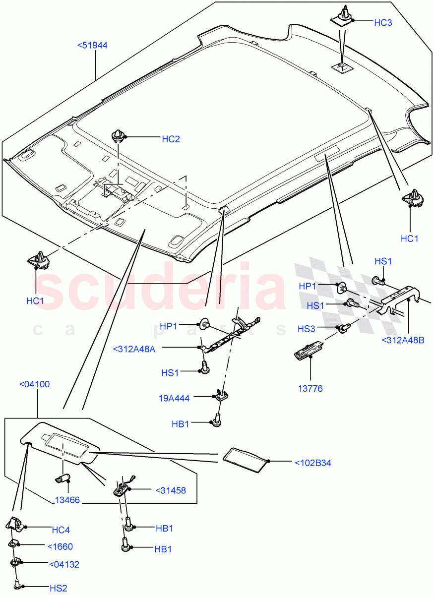 Headlining And Sun Visors (Itatiaia (Brazil)) ((V) FROMGT000001) of Land Rover Land Rover Range Rover Evoque (2012-2018) [2.0 Turbo Petrol GTDI]