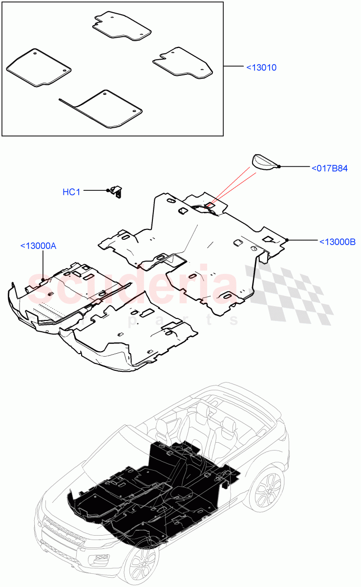 Floor Trim(2 Door Convertible,Halewood (UK)) of Land Rover Land Rover Range Rover Evoque (2012-2018) [2.0 Turbo Petrol AJ200P]