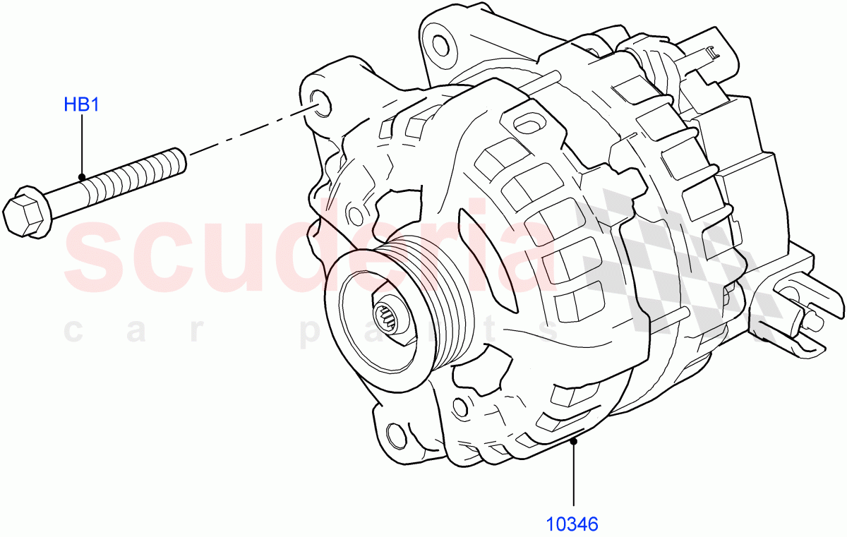 Alternator And Mountings(Solihull Plant Build)(2.0L I4 DSL MID DOHC AJ200,2.0L I4 High DOHC AJ200 Petrol,2.0L I4 DSL HIGH DOHC AJ200)((V)FROMHA000001) of Land Rover Land Rover Discovery 5 (2017+) [3.0 I6 Turbo Diesel AJ20D6]