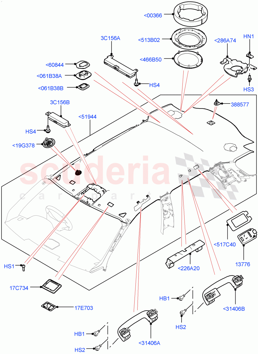 Headlining And Sun Visors (Less Panorama Roof, Halewood (UK)) of Land Rover Land Rover Discovery Sport (2015+) [2.0 Turbo Diesel AJ21D4]