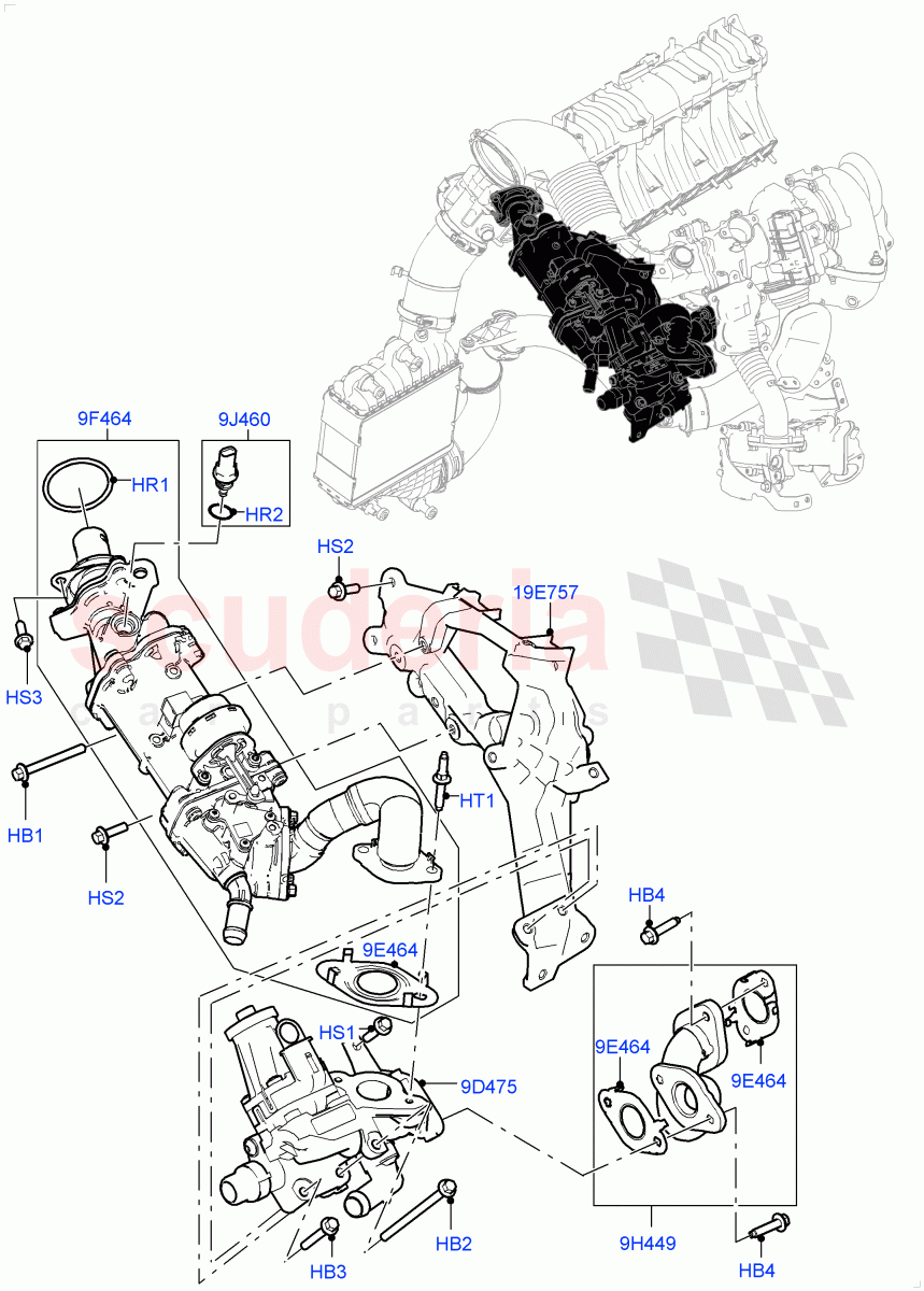 Exhaust Gas Recirculation (2.0L I4 DSL MID DOHC AJ200, Euro Stage 4 Emissions) ((V) FROMKH000001) of Land Rover Land Rover Discovery Sport (2015+) [2.0 Turbo Diesel]