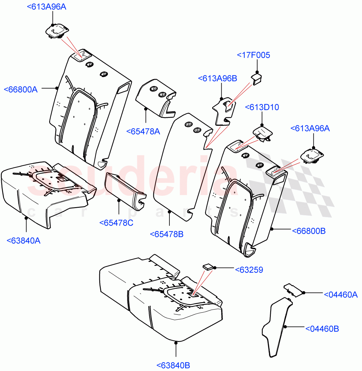 Rear Seat Pads/Valances & Heating(Pads/Valances)(With 40/20/40 Split Fold Rear Seat) of Land Rover Land Rover Defender (2020+) [3.0 I6 Turbo Diesel AJ20D6]