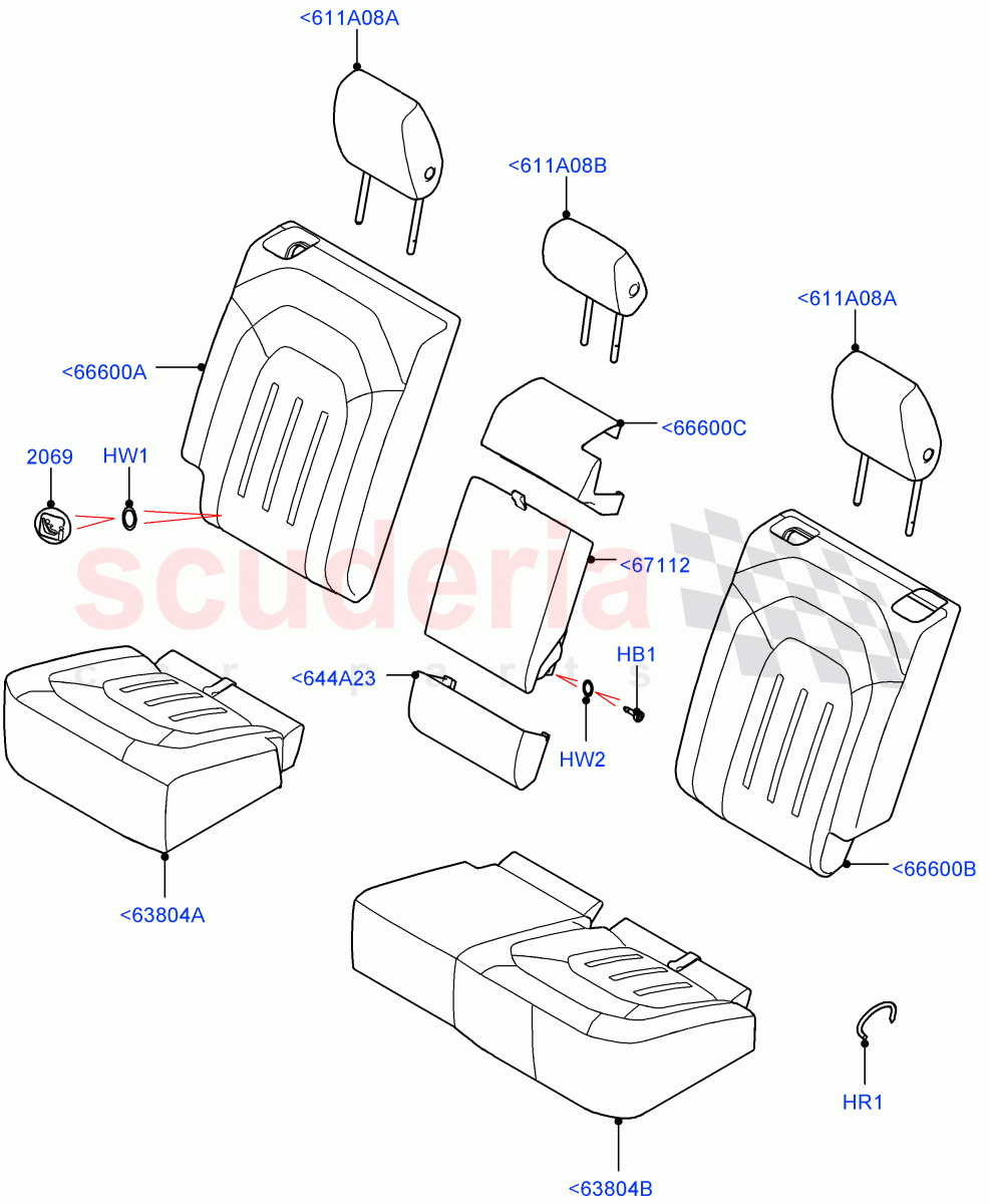 Rear Seat Covers(Standard Wheelbase,Windsor Perforated/Geotex/Windsor,With 40/20/40 Split Fold Rear Seat)((V)FROMM2000001) of Land Rover Land Rover Defender (2020+) [3.0 I6 Turbo Petrol AJ20P6]