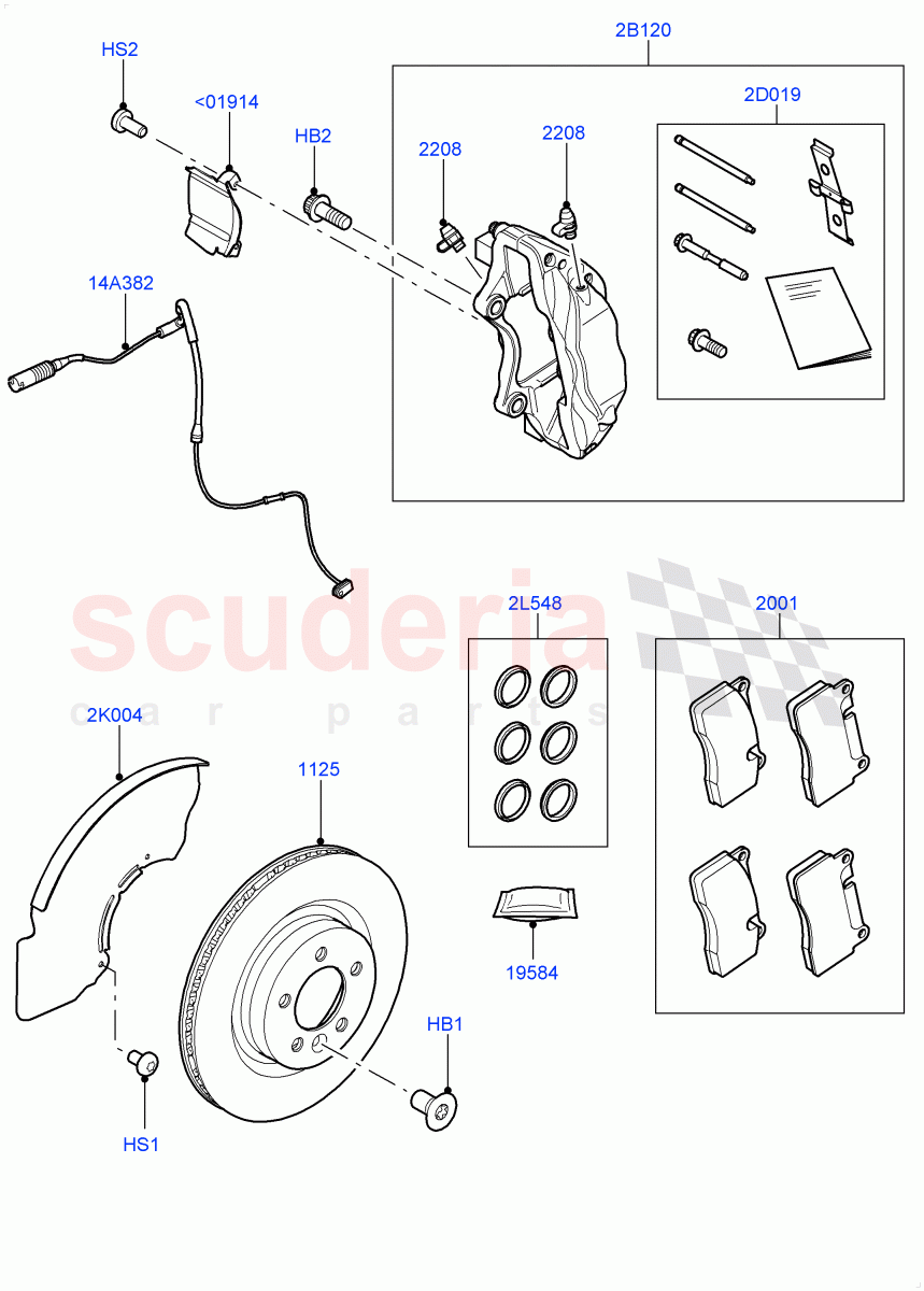 Front Brake Discs And Calipers(3.0L DOHC GDI SC V6 PETROL,Engine Power Source - 380PS/450NM)((V)FROMGA600000,(V)TOGA652128) of Land Rover Land Rover Range Rover Sport (2014+) [2.0 Turbo Petrol GTDI]