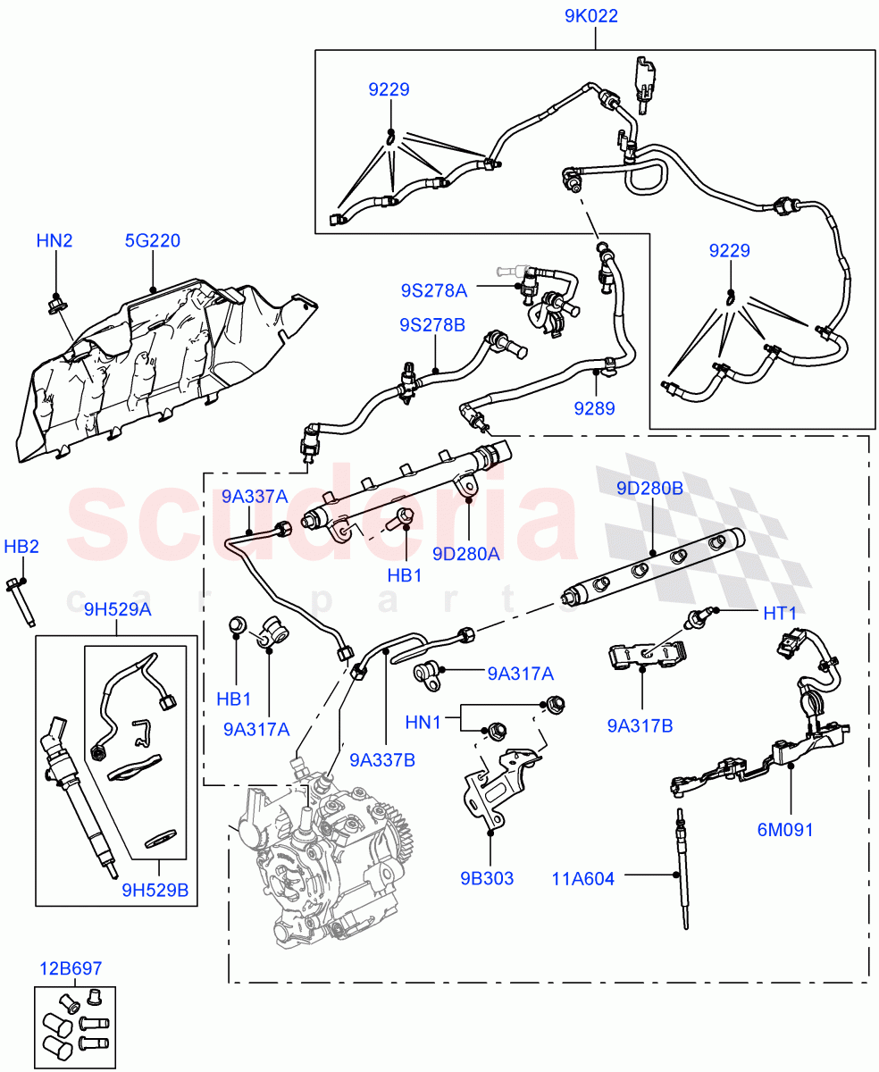 Fuel Injectors And Pipes (3.6L V8 32V DOHC EFi Diesel Lion) ((V) FROMAA000001) of Land Rover Land Rover Range Rover (2010-2012) [3.6 V8 32V DOHC EFI Diesel]
