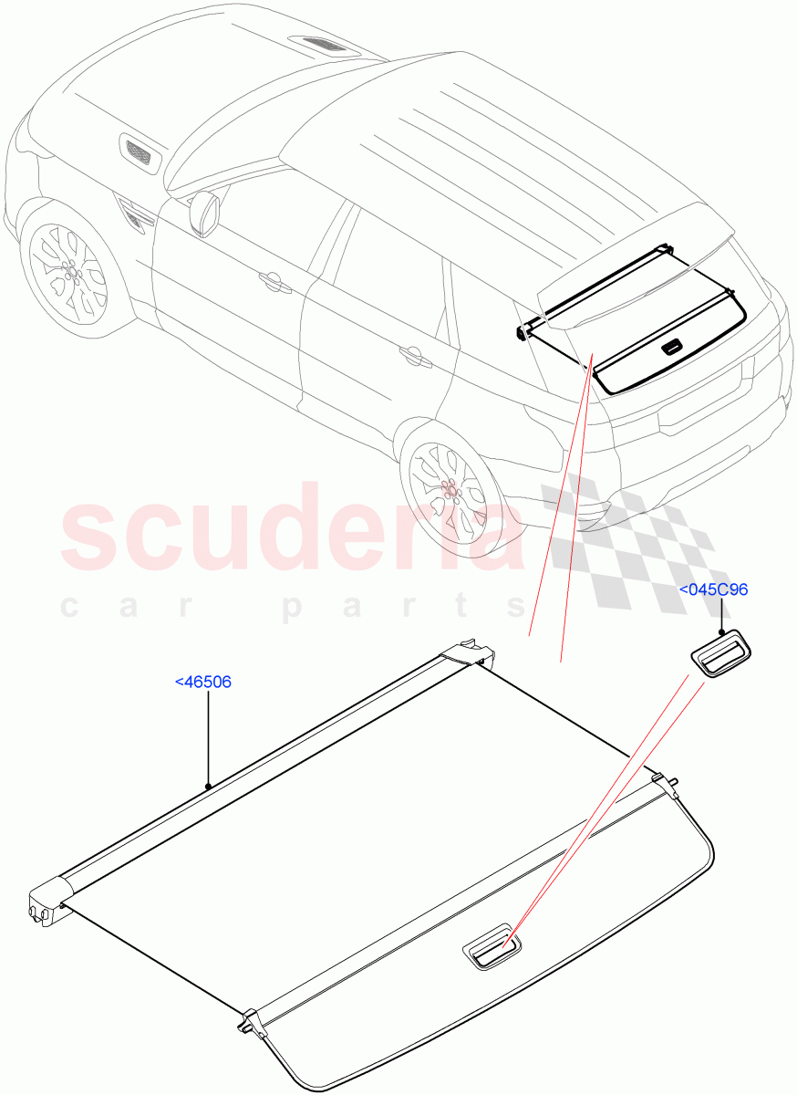 Load Compartment Trim(Package Tray, Upper)(With Load Area Cover) of Land Rover Land Rover Range Rover Sport (2014+) [3.0 I6 Turbo Diesel AJ20D6]