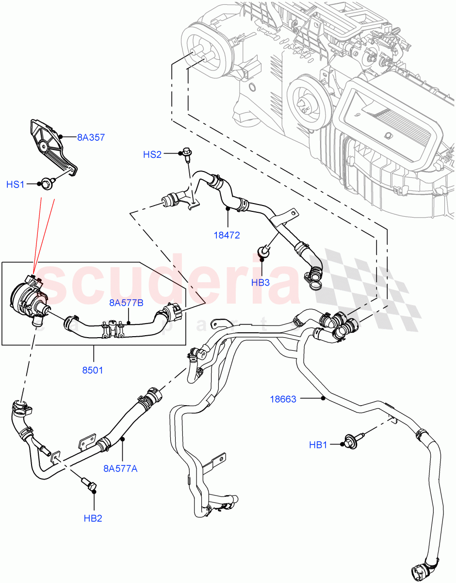 Heater Hoses (3.0L AJ20P6 Petrol High, Less Heater, Premium Air Conditioning-Front/Rear, With Ptc Heater) ((V) FROMP2000001) of Land Rover Land Rover Defender (2020+) [3.0 I6 Turbo Diesel AJ20D6]