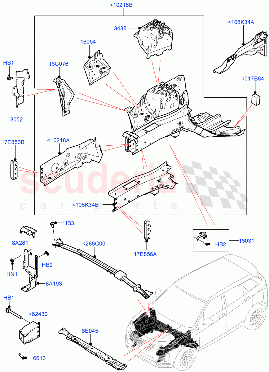 Front Panels, Aprons & Side Members(Reinforcement - Member)(Halewood (UK)) of Land Rover Land Rover Range Rover Evoque (2019+) [2.0 Turbo Diesel AJ21D4]